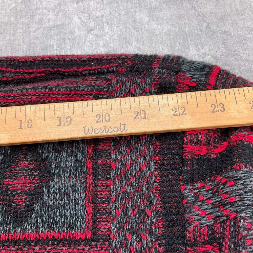 Todays News Sweater Men Large 42 Red Gray Black‎ Diamond Acrylic 80s 90s VTG - Picture 8 of 11